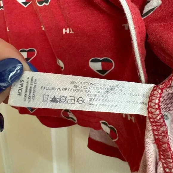 Tommy Hilfiger Pajama Heart Button Down Sleep Shirt Small - Picture 7 of 12